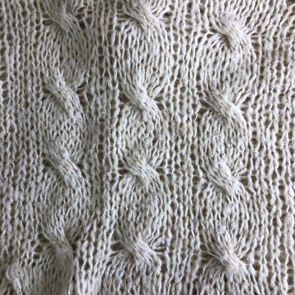 Cable Knit Crochet Sweater Hoodie Sz Medium Pullover Cabin Core Cozy Soft Pocket - Picture 5 of 11